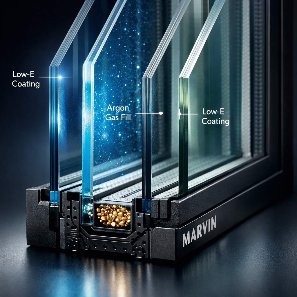 Technician evaluating advanced Marvin glass systems